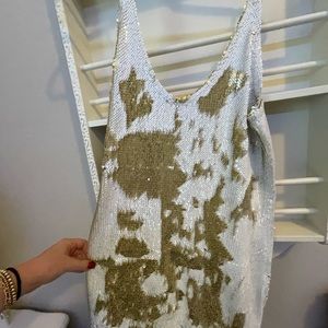 free people glitter gold and white dress